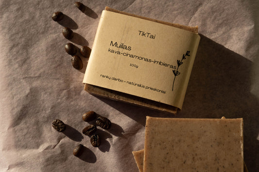 Rankų darbo kavos, cinamono ir imbiero muilas