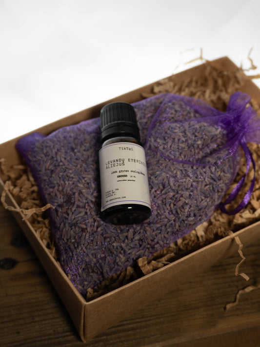 Levandos žiedų maišelis &amp; Natūralus Levandų eterinis aliejus