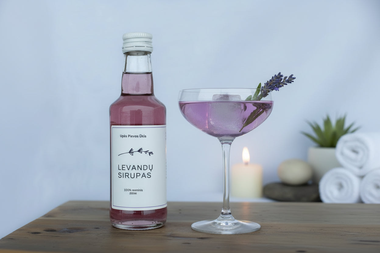 Natūralus levandų sirupas 200ml-pirk 3, gauk 4!