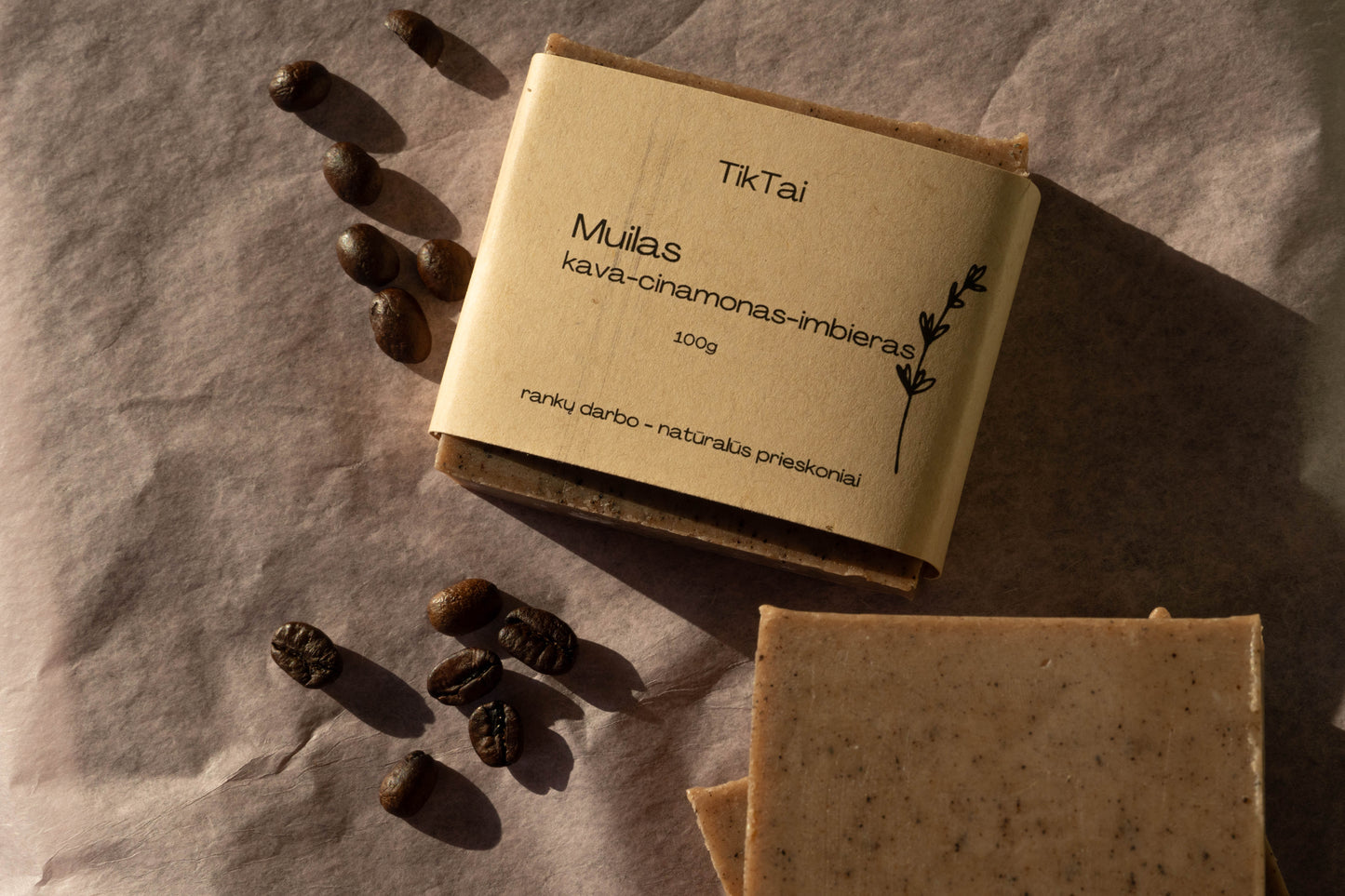 Rankų darbo kavos, cinamono ir imbiero muilas