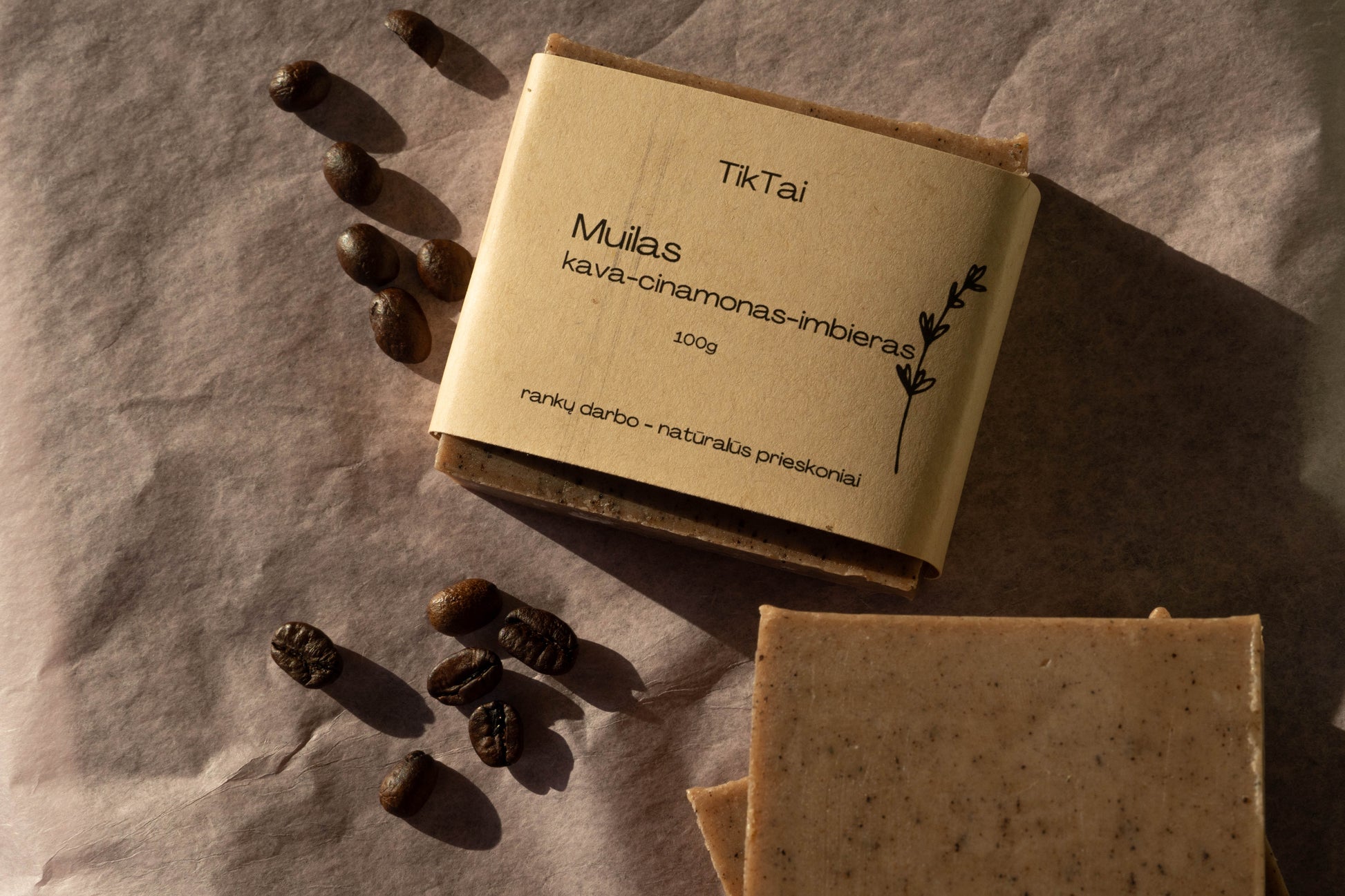 Rankų darbo kavos, cinamono ir imbiero muilas