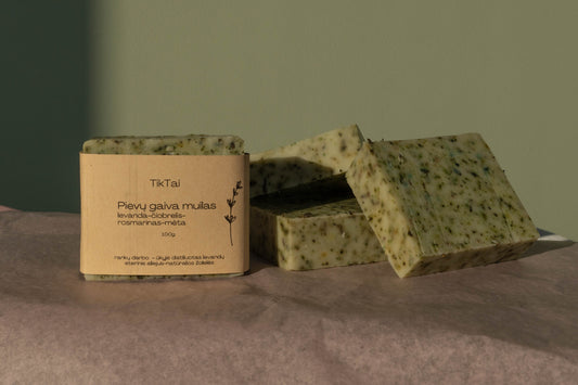 Levanda čiobrelis rosmarinas mėta muilas