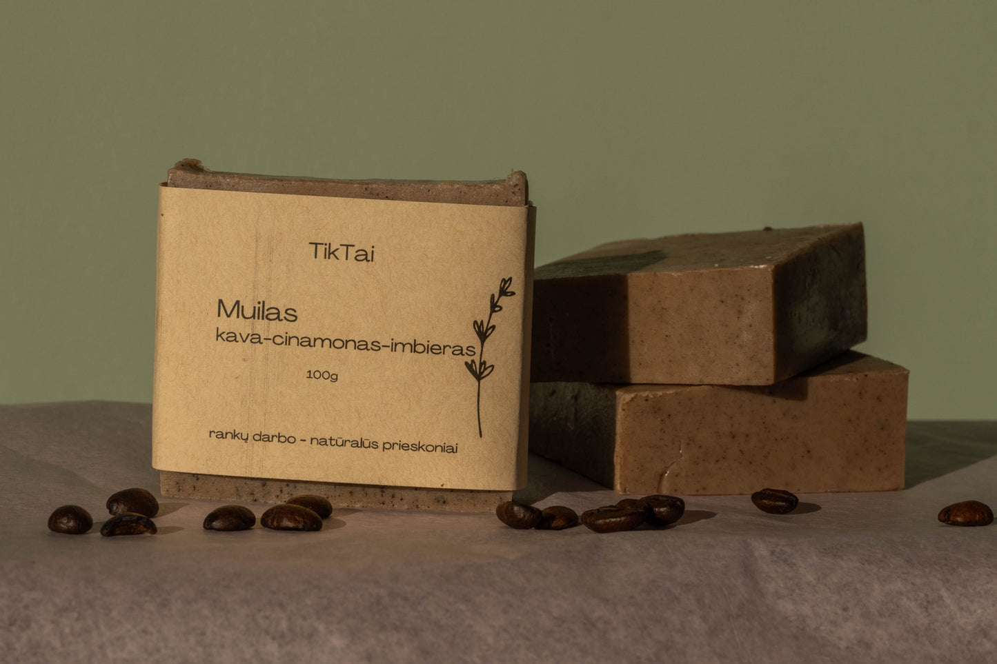 Rankų darbo kavos, cinamono ir imbiero muilas