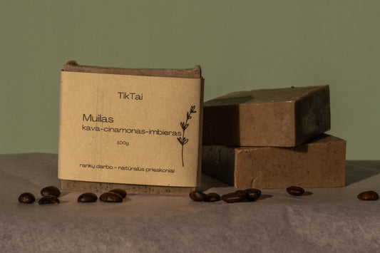 Rankų darbo kavos, cinamono ir imbiero muilas